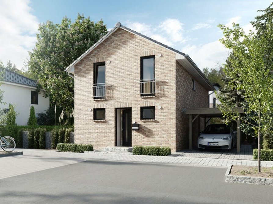 Aura 125 mit Sicht von der Straße und optionalem Carport